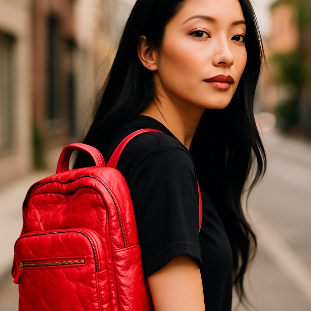 Ampere Creations VeaganLeather Red Leather Women's Backpack